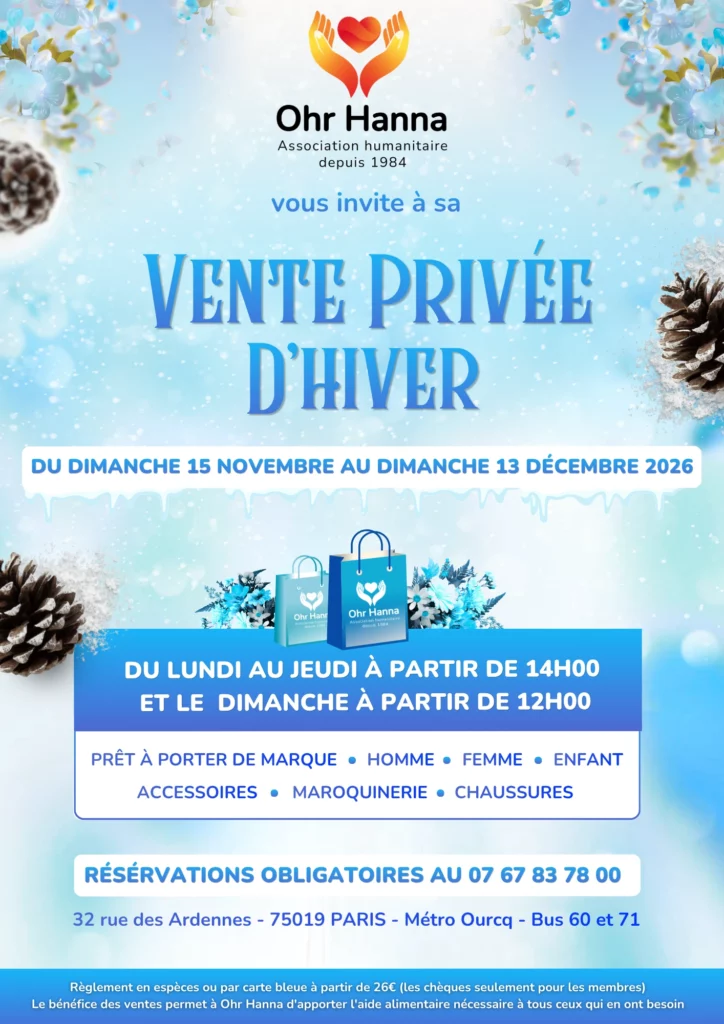 Vente privée Hiver Association Ohr Hanna